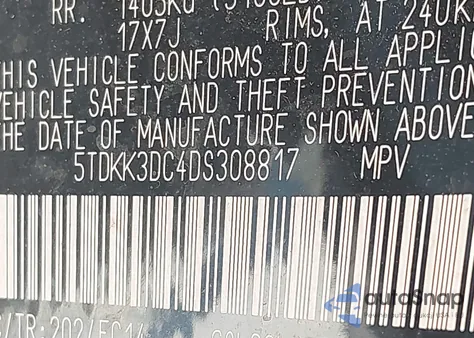 2013 Toyota Sienna Le V6 8 Passenger from USA, damaged, VIN 5TDKK3DC4DS308817